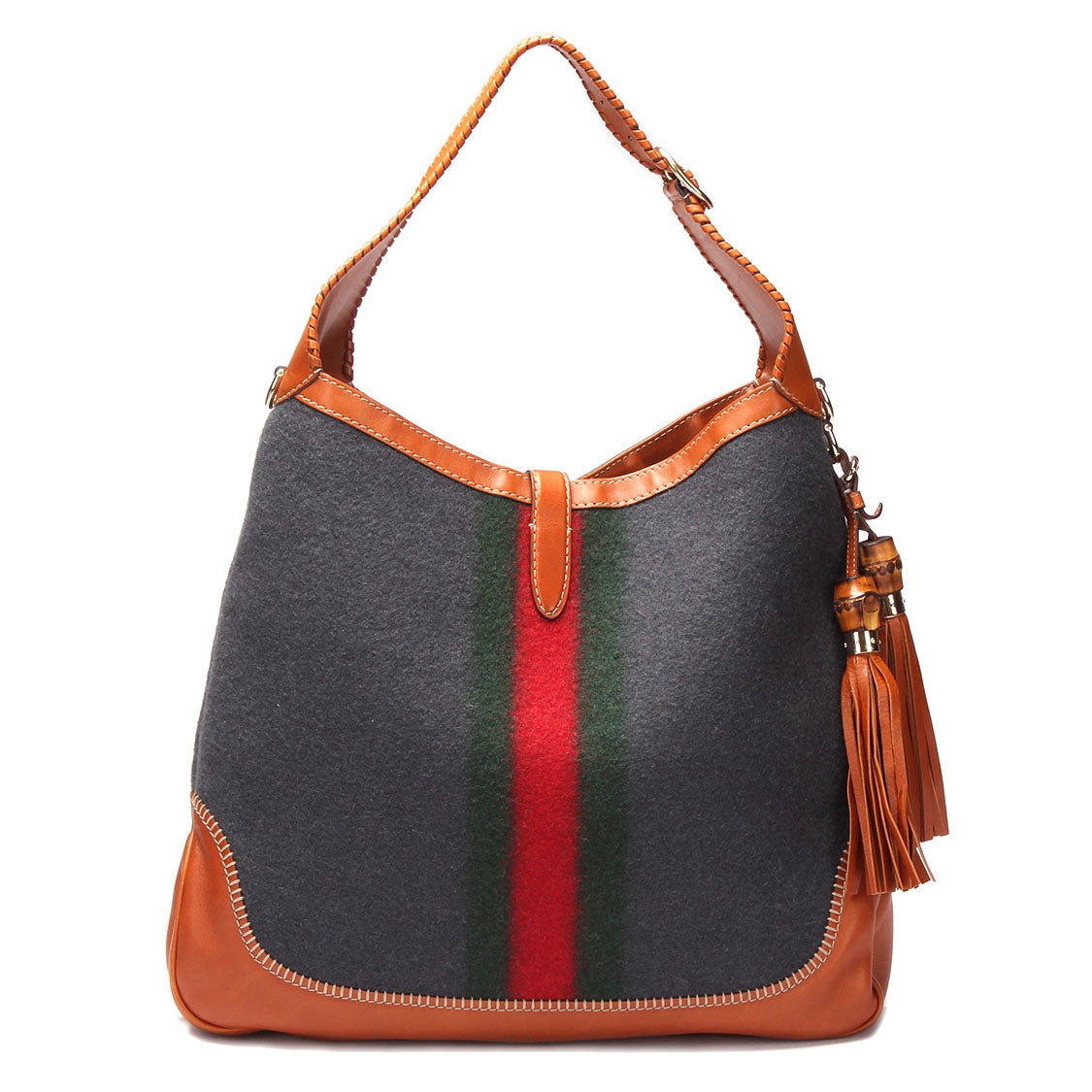 Wool & Leather Web Jackie Hobo Bag 223929