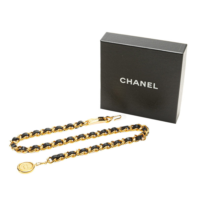 Chanel Leather Medallion Plate Chain Belt in Very Good Condition