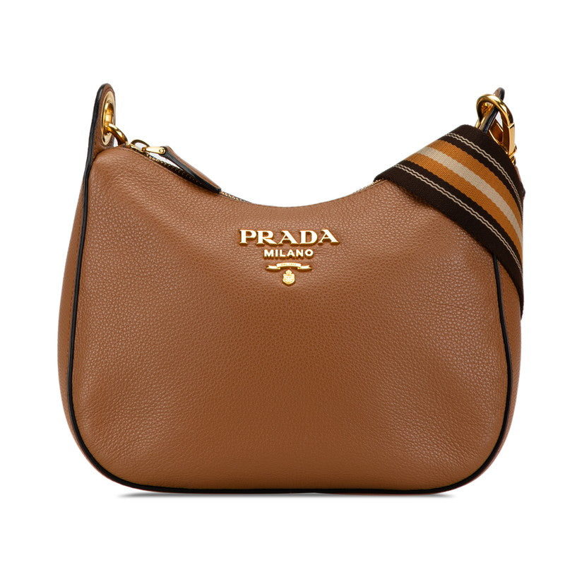 Prada Leather Canvas Shoulder Bag 1BC166