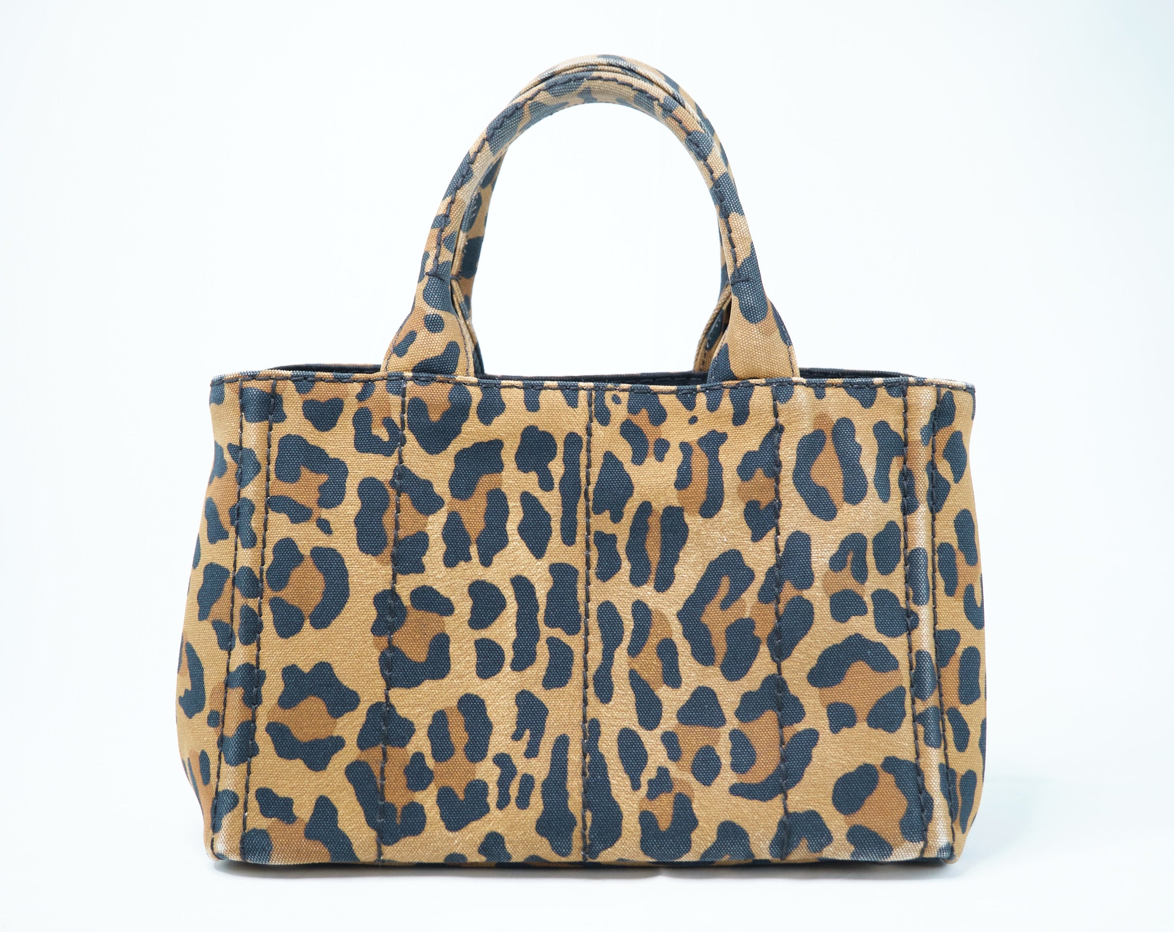 Prada Canapa Leopard Print Tote Bag Canvas Tote Bag in Very Good Condition