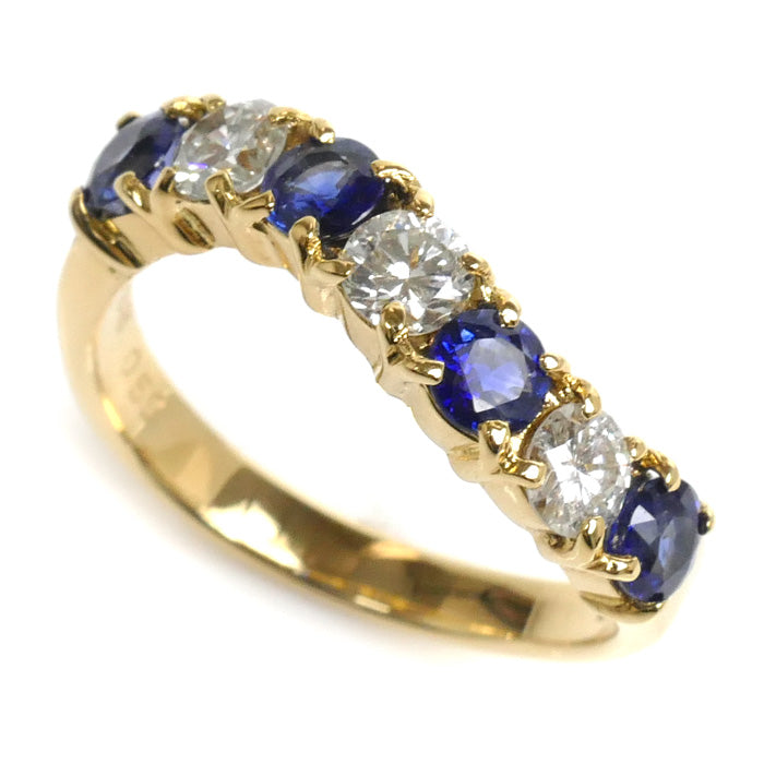 K18YG Yellow Gold Sapphire Diamond Ring