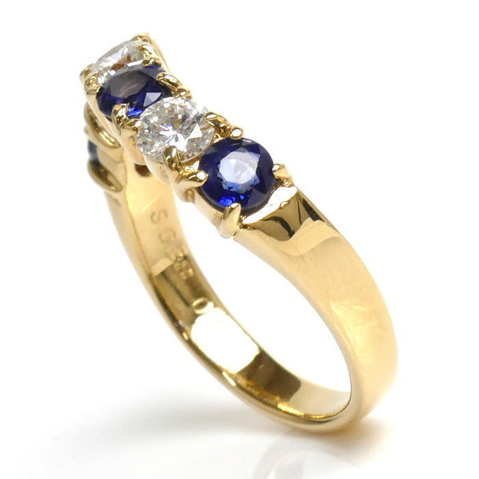 K18YG Yellow Gold Sapphire Diamond Ring