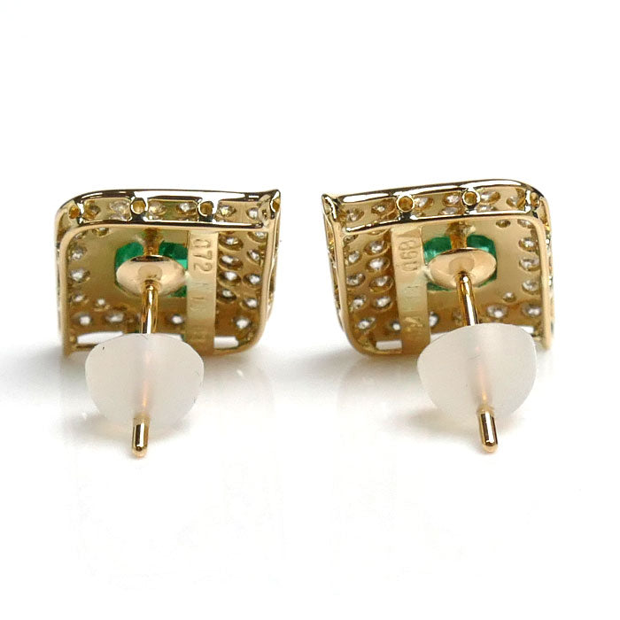 K18YG Yellow Gold Emerald Diamond Earrings