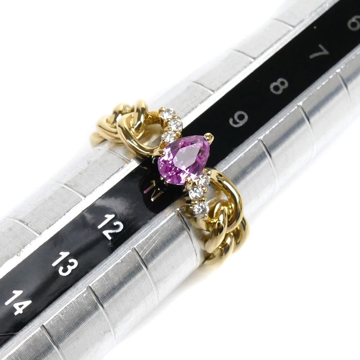 K18YG Yellow Gold Pink Sapphire Diamond Ring