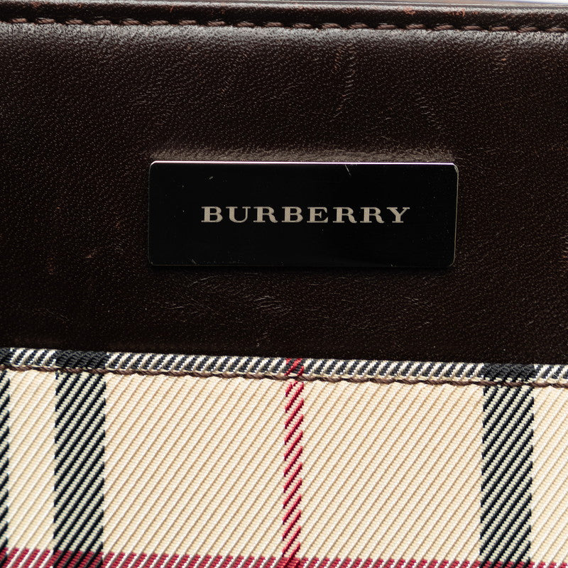 Burberry Nova Check Canvas Leather Handbag Beige in Very Good Condition