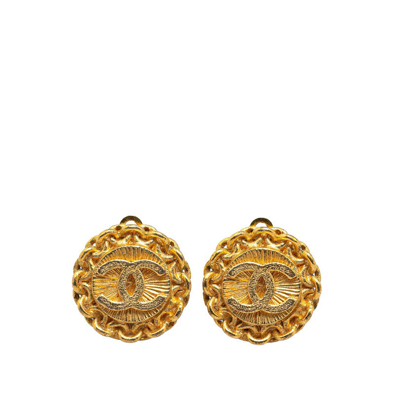 Chanel Vintage Coco Mark Earrings Gold