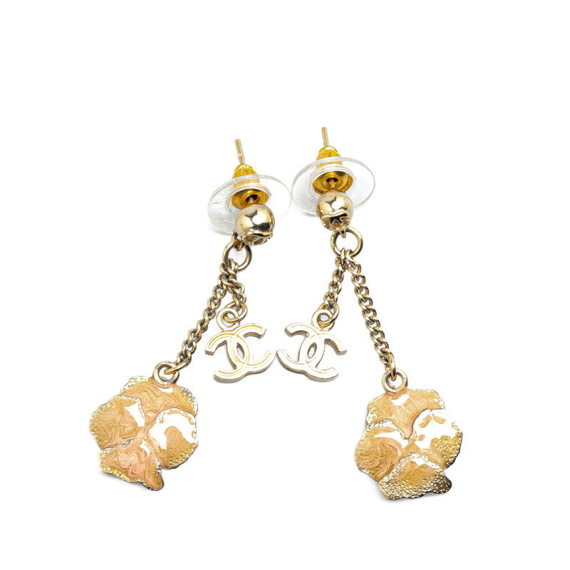 Chanel Camellia Flower Earrings Gold