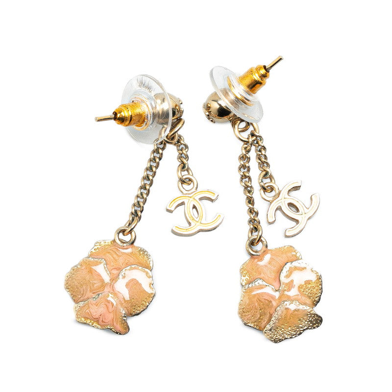 Chanel Camellia Flower Earrings Gold