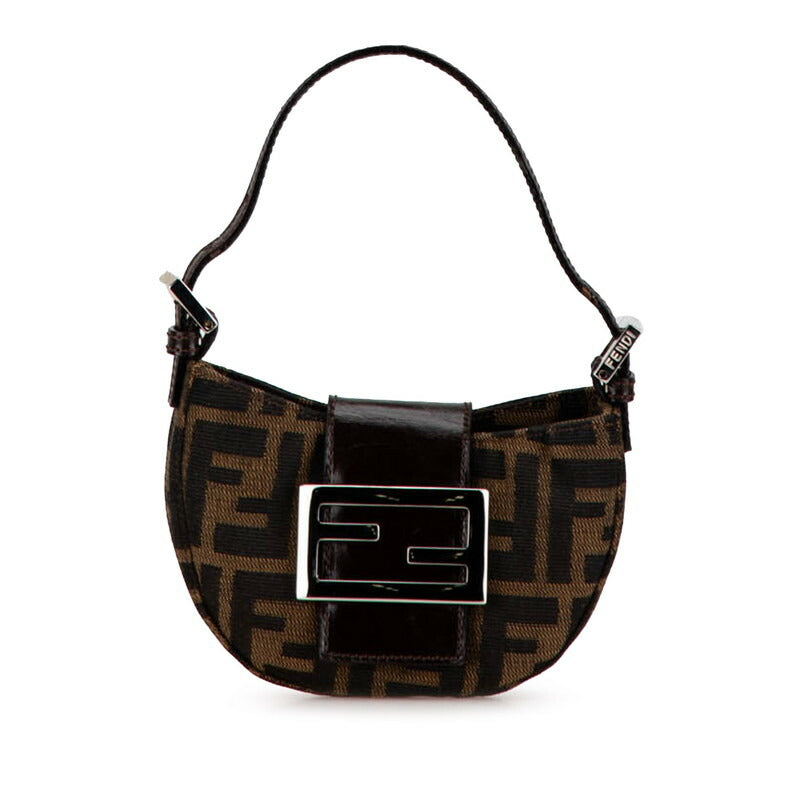 Fendi Mini Croissant Canvas Leather Handbag