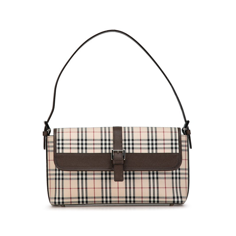 Burberry Nova Check Canvas Leather Shoulder Bag