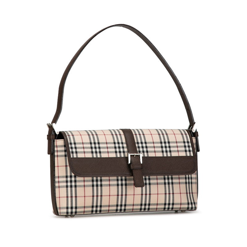 Burberry Nova Check Canvas Leather Shoulder Bag