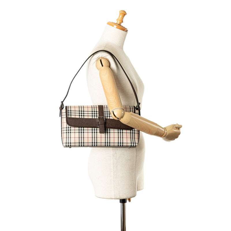 Burberry Nova Check Canvas Leather Shoulder Bag