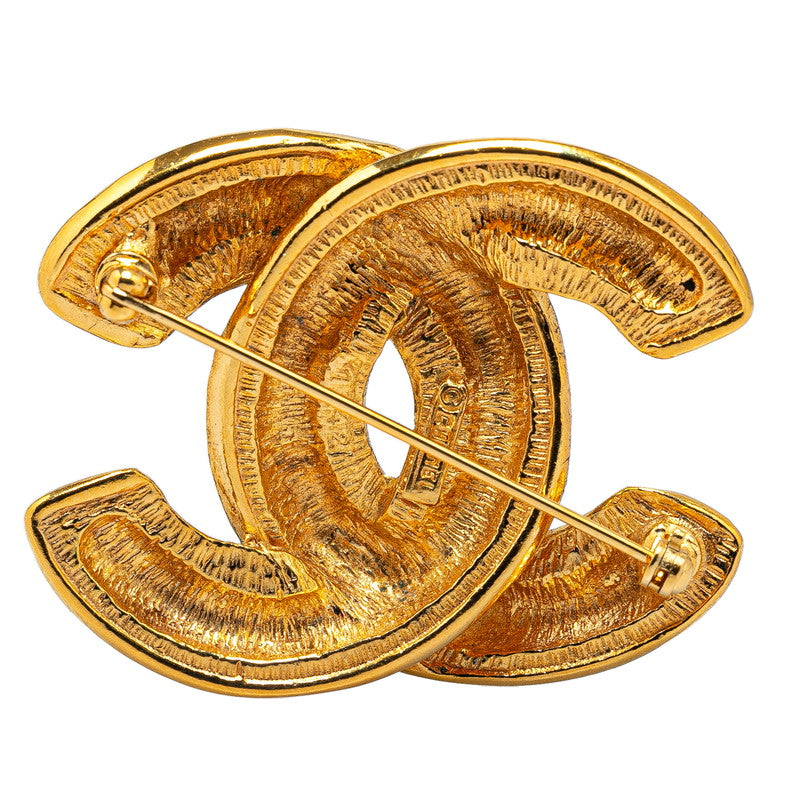 Chanel Vintage Matelasse Coco Mark Brooch Gold Plated