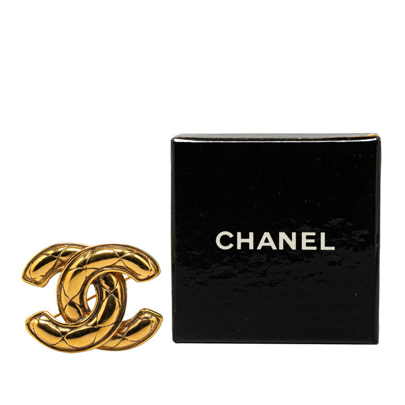 Chanel Vintage Matelasse Coco Mark Brooch Gold Plated