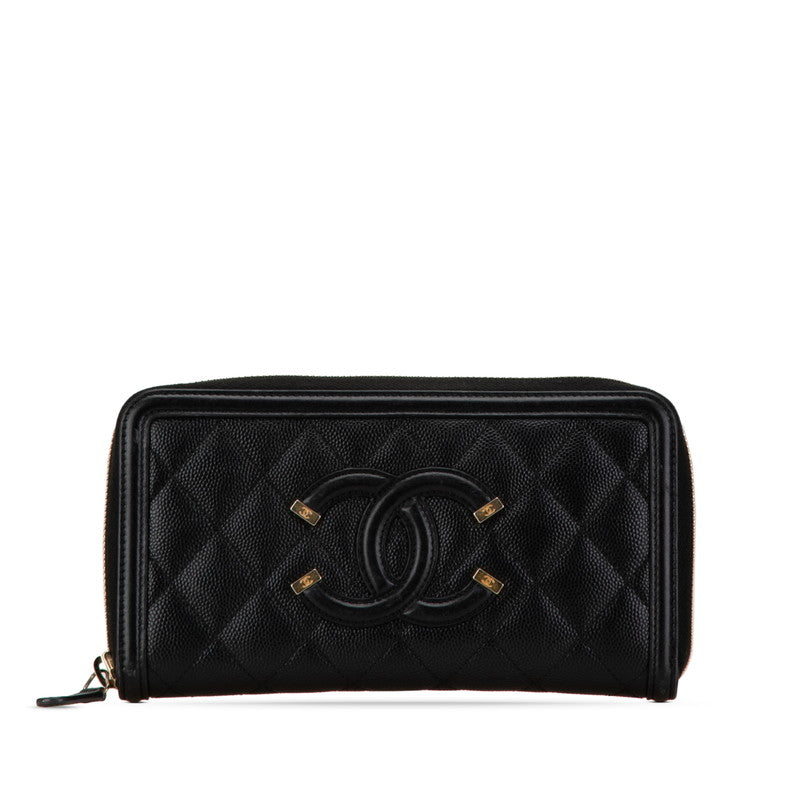 Chanel Caviar Skin Matelasse CC Filigree Wallet