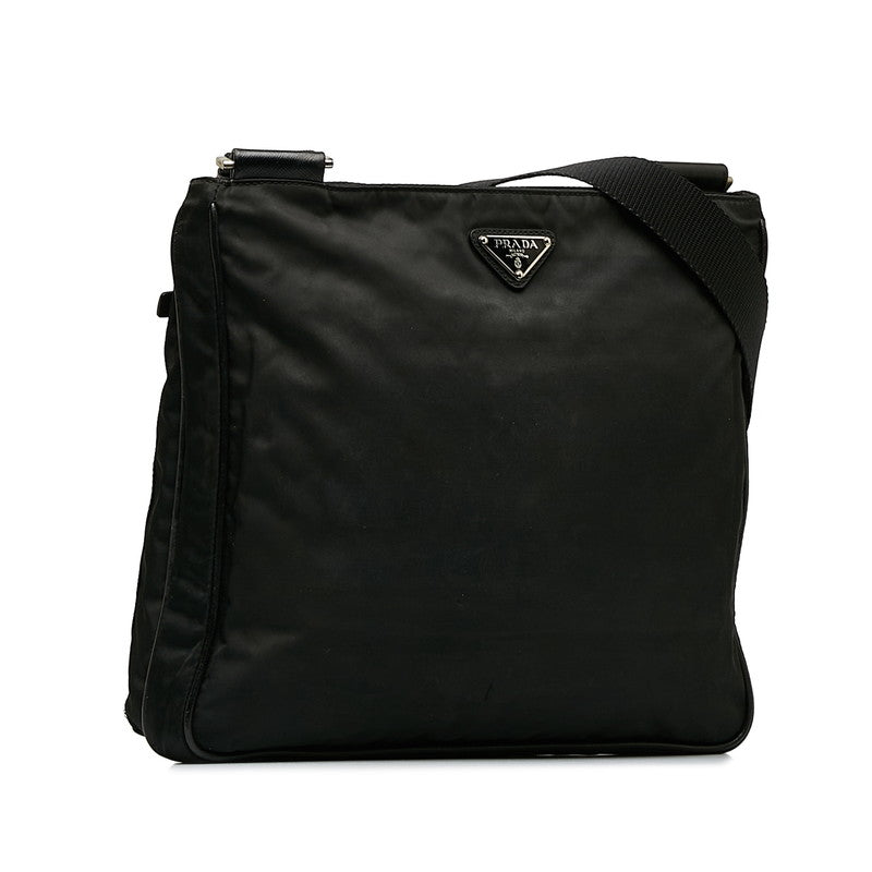 Prada Nylon Leather Triangle Logo Shoulder Bag