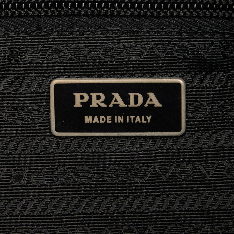 Prada Nylon Leather Triangle Logo Shoulder Bag