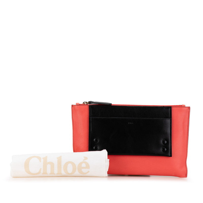 Chloe Leather Pouch Red Black