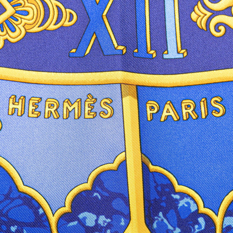 Hermes Silk Scarf Carpe Diem Blue Gold