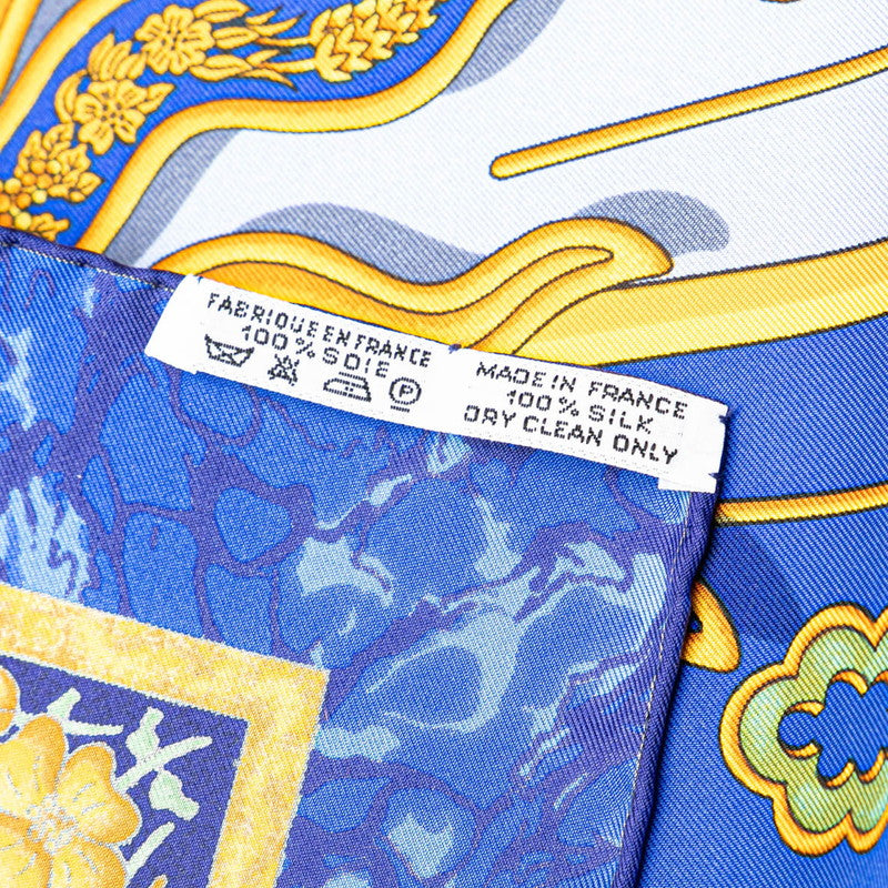 Hermes Silk Scarf Carpe Diem Blue Gold