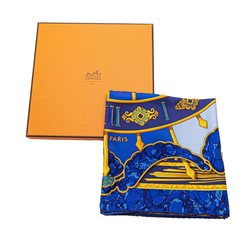 Hermes Silk Scarf Carpe Diem Blue Gold