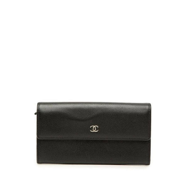 Chanel Coco Mark Caviar Leather Long Wallet