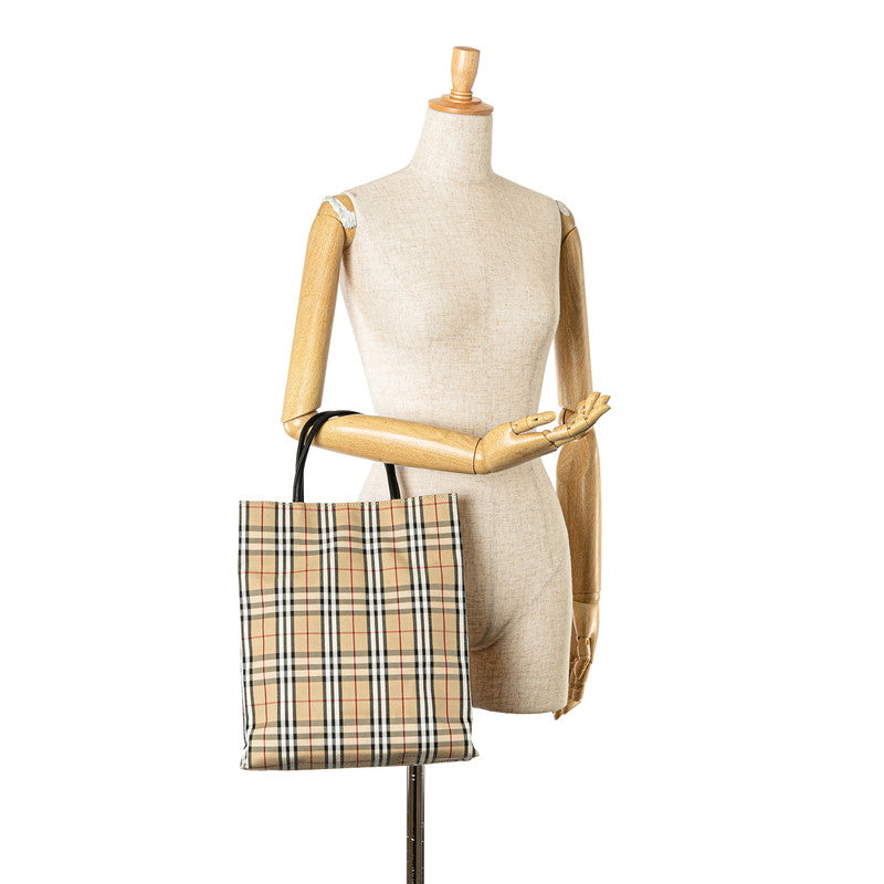 Burberry Nova Check Canvas Leather Tote Bag