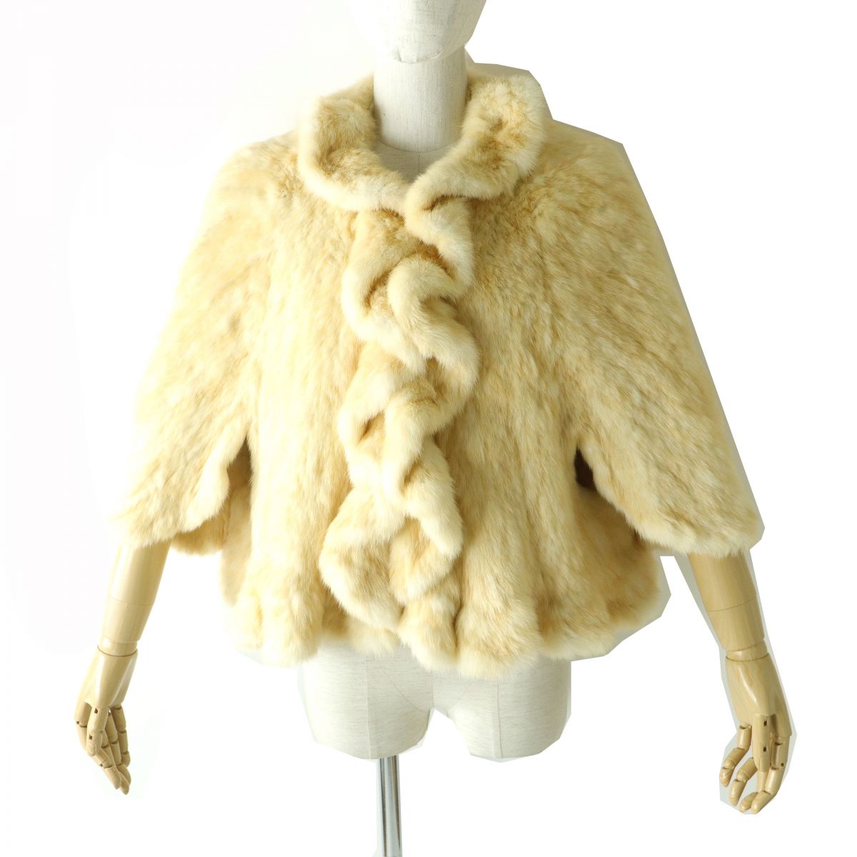 Mila Schon Women's Sable Fur Poncho Beige