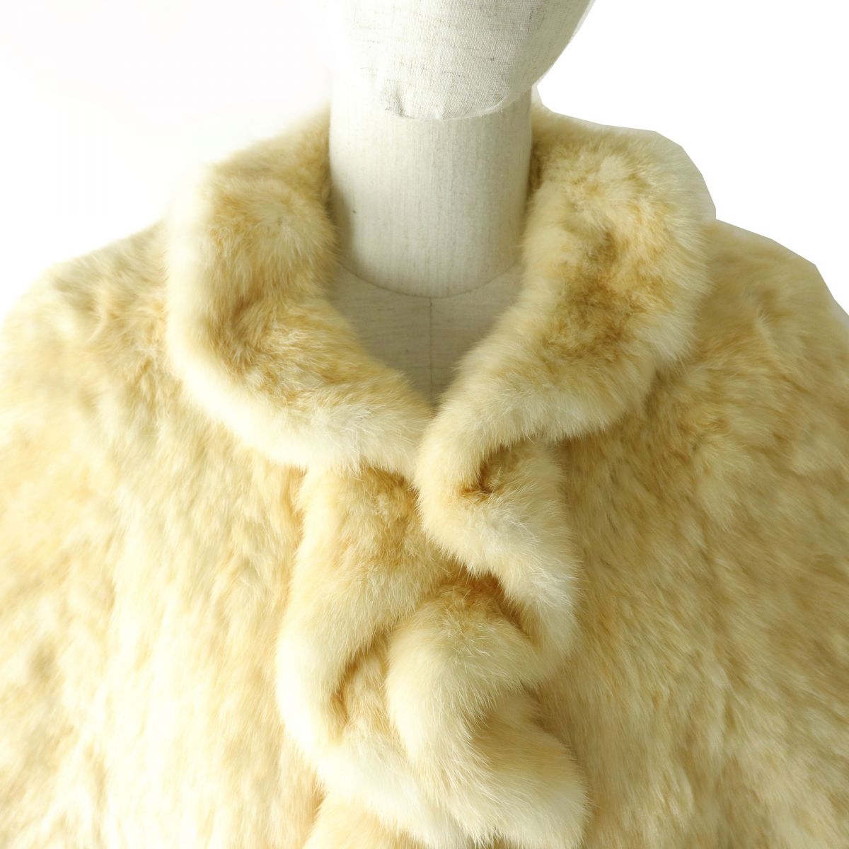 Mila Schon Women's Sable Fur Poncho Beige