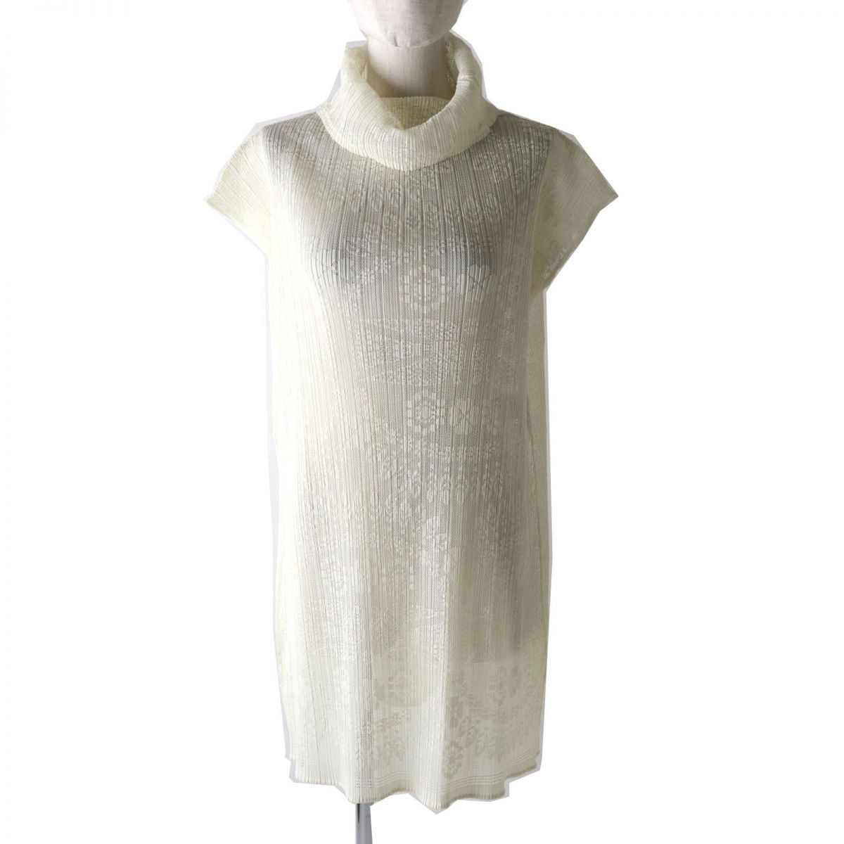 Issey Miyake Lace High Neck Sleeveless Dress