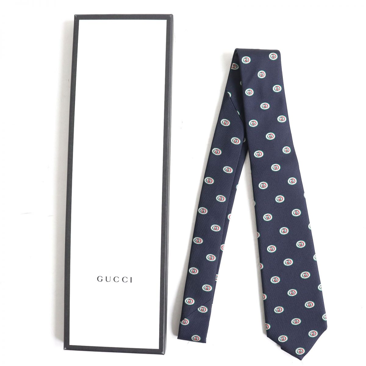 Gucci Silk GGPattern Jacquard Tie Navy