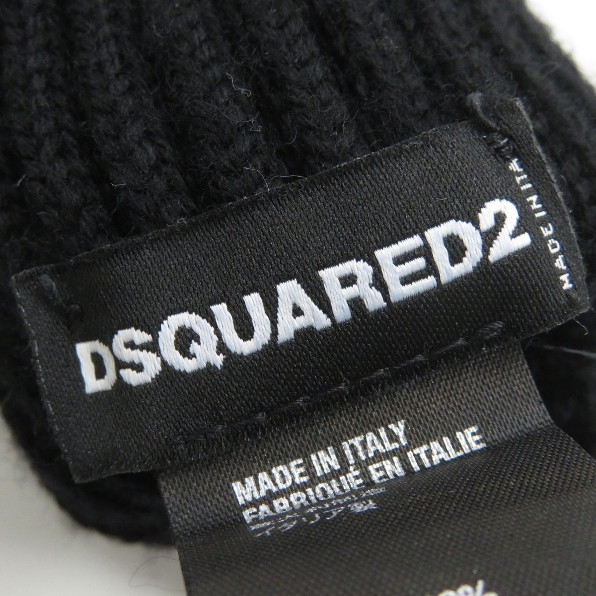 Dsquared2 Wool Knit Gloves for Men Black