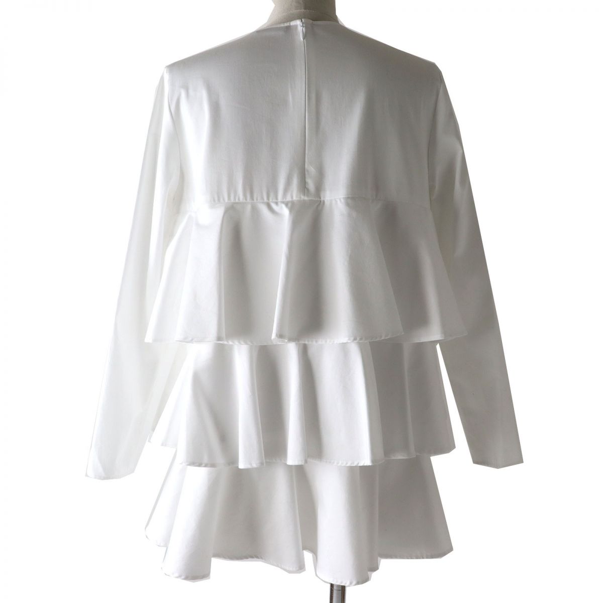 YOKO CHAN Ruffle Layer Long Sleeve Blouse White