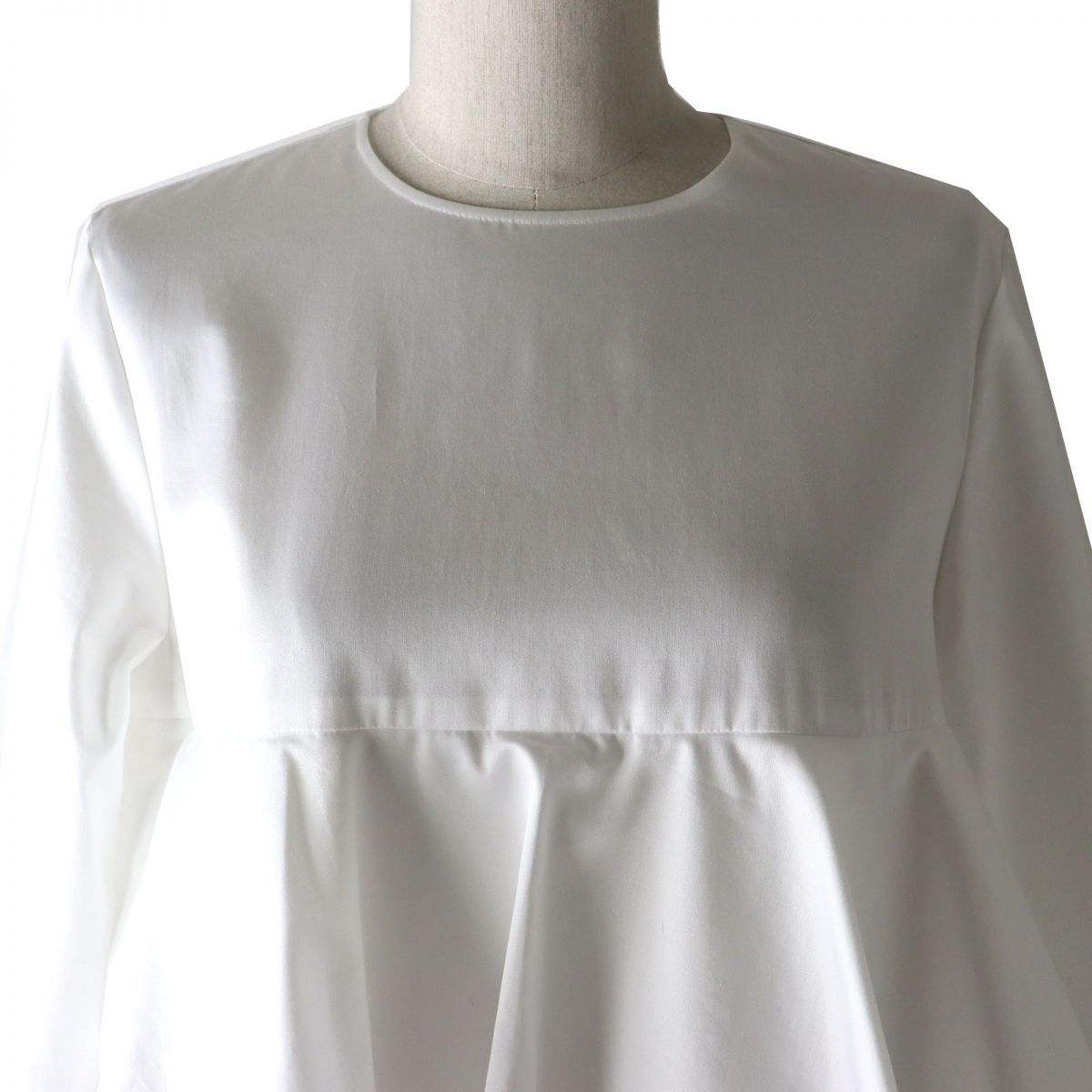 YOKO CHAN Ruffle Layer Long Sleeve Blouse White