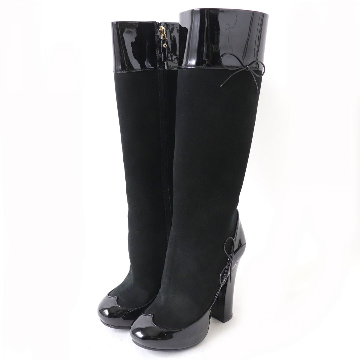 Louis Vuitton Ribbon Side Zip Long Boots Black