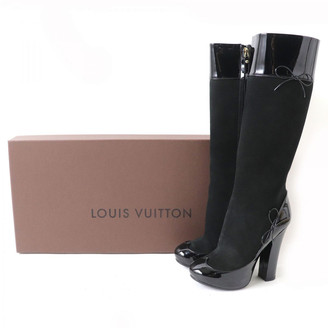 Louis Vuitton Ribbon Side Zip Long Boots Black