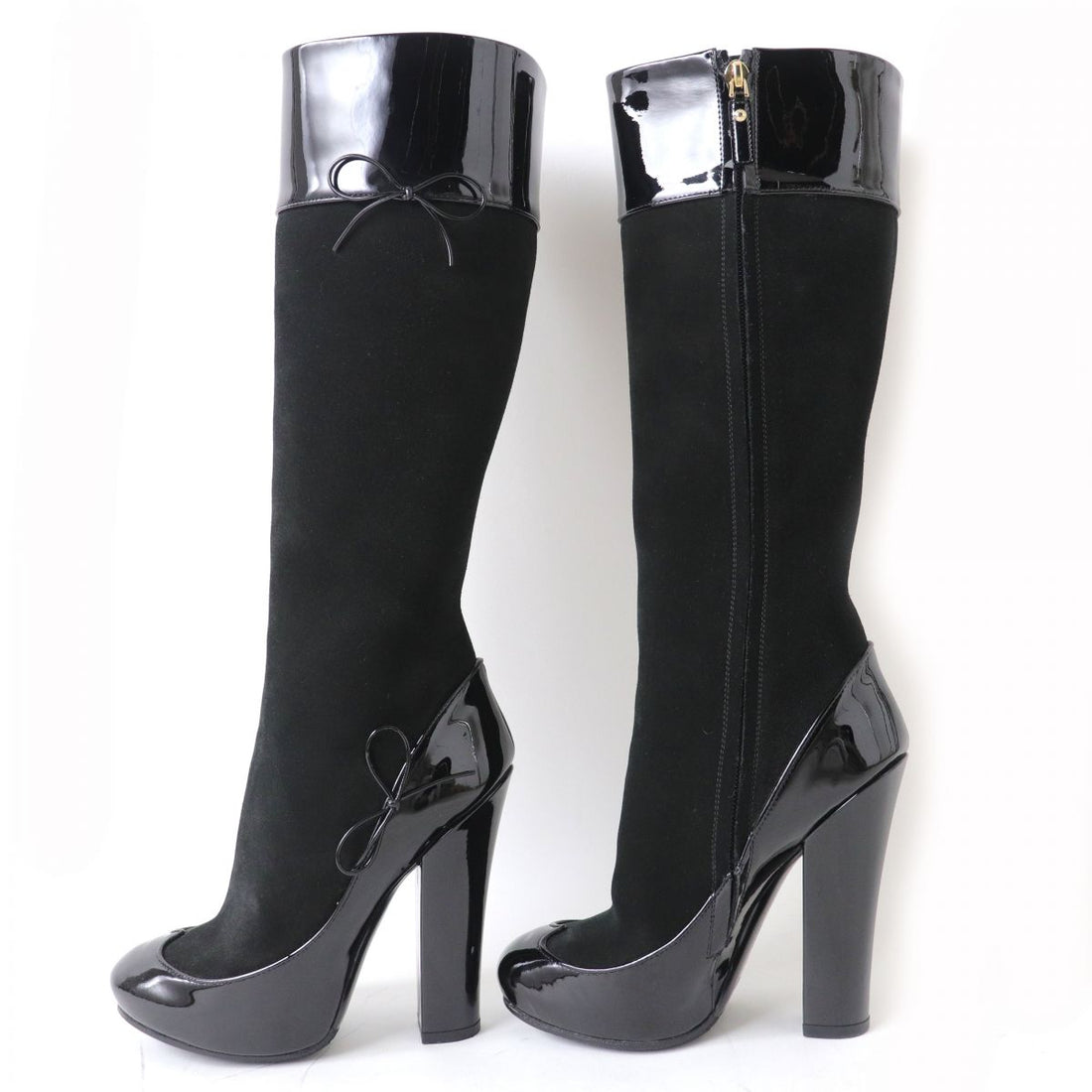 Louis Vuitton Ribbon Side Zip Long Boots Black