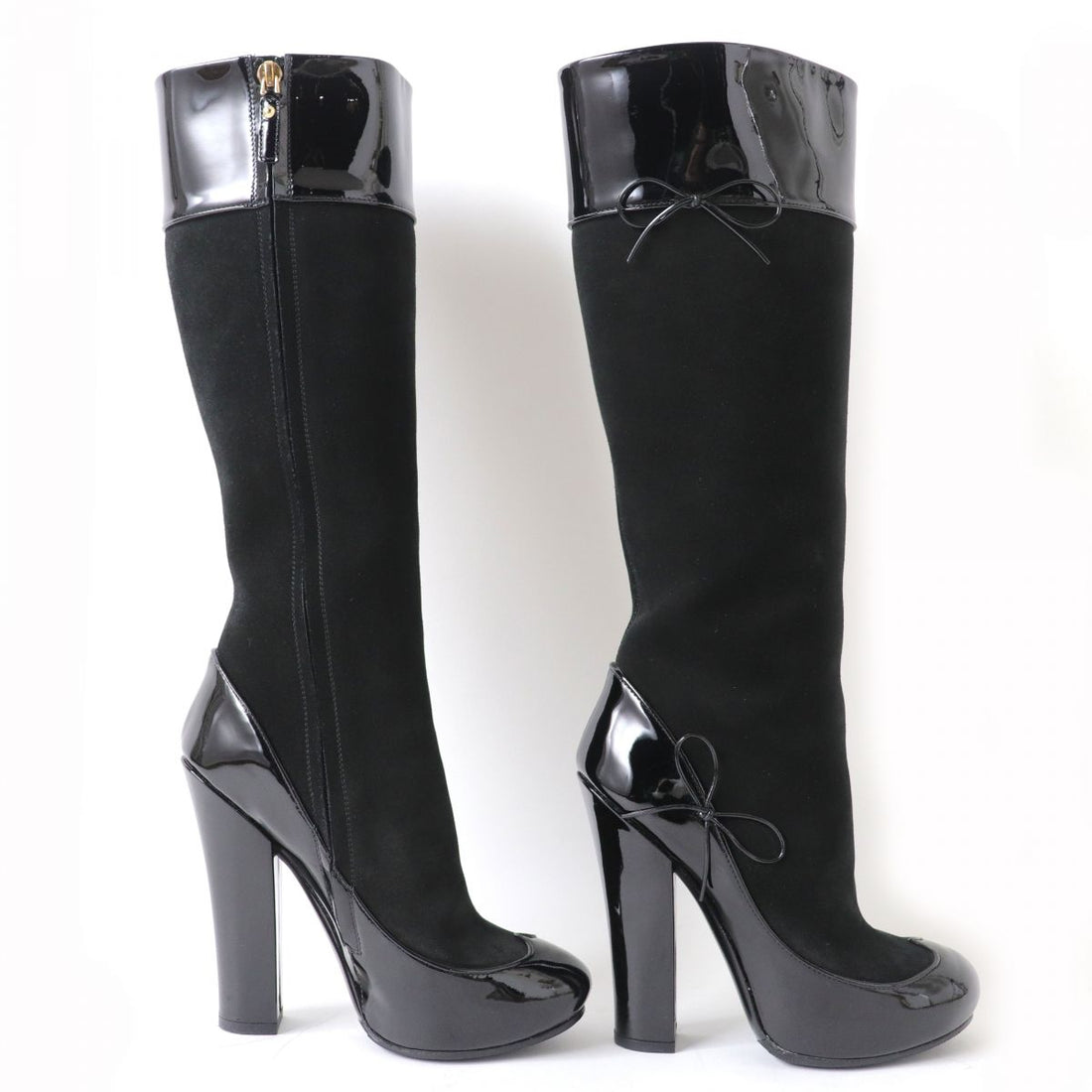 Louis Vuitton Ribbon Side Zip Long Boots Black