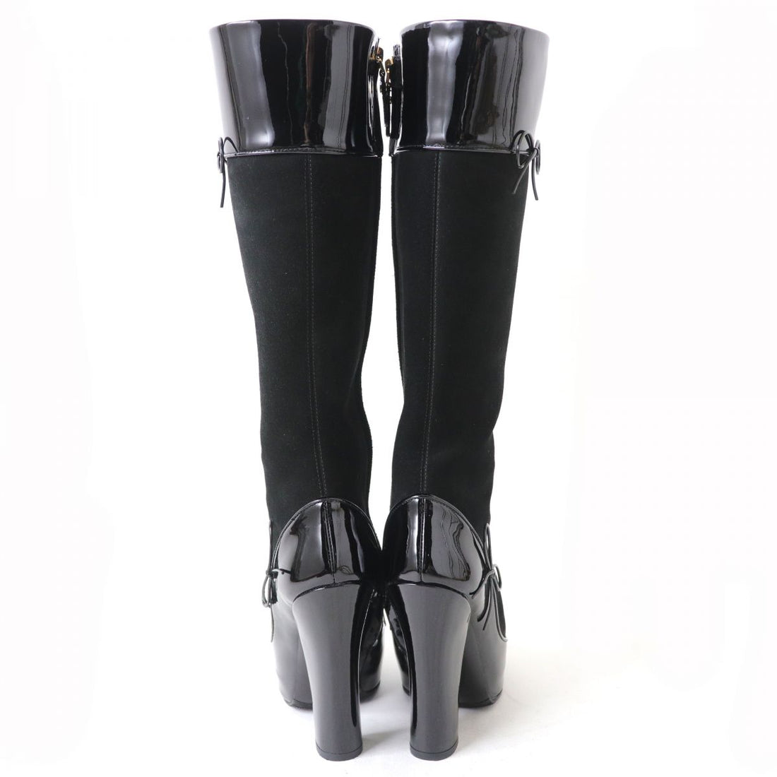 Louis Vuitton Ribbon Side Zip Long Boots Black