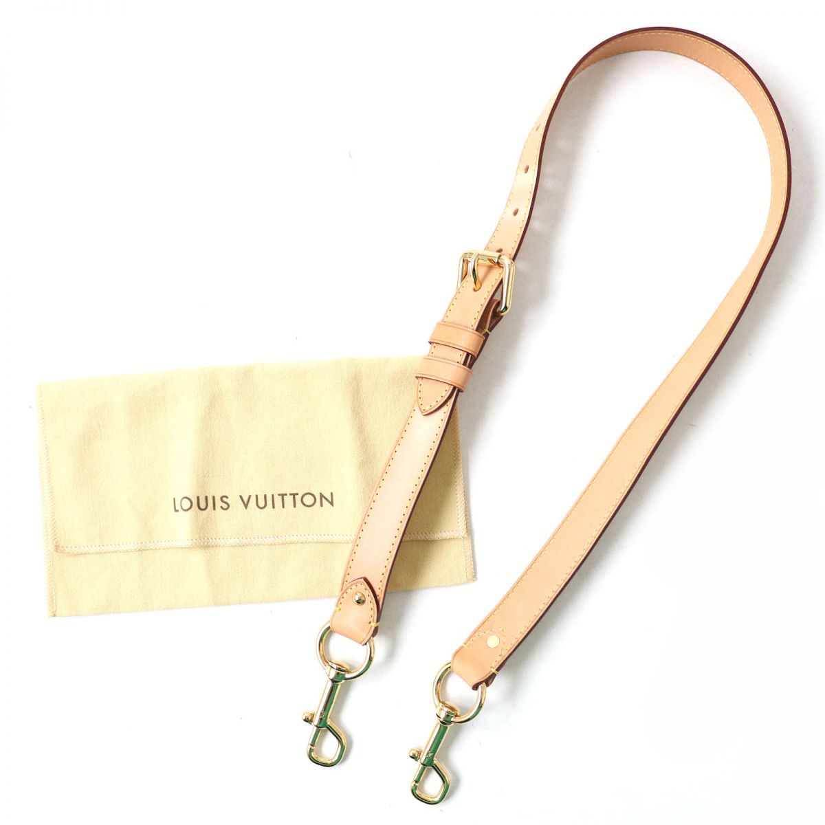 Louis Vuitton Leather Shoulder Strap Beige Gold