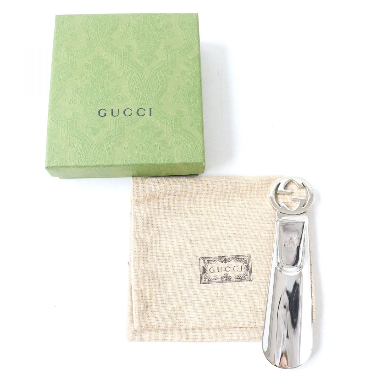 Gucci Interlocking G Metal Shoehorn Silver