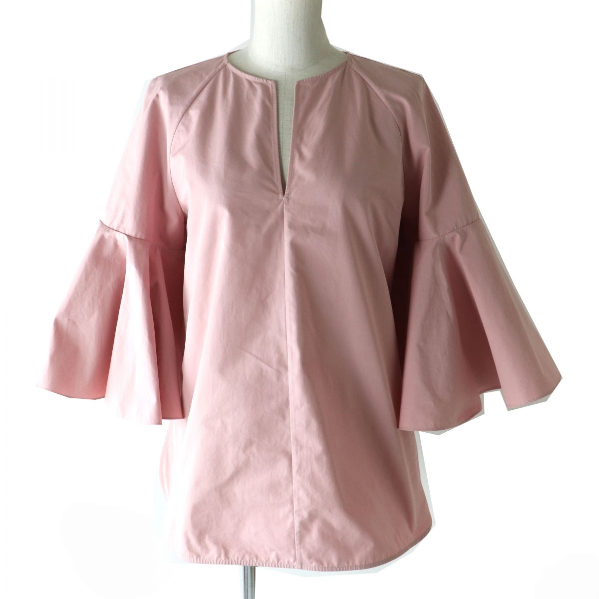 Jil Sander Cotton Ruffle Cut Sew Top Pink