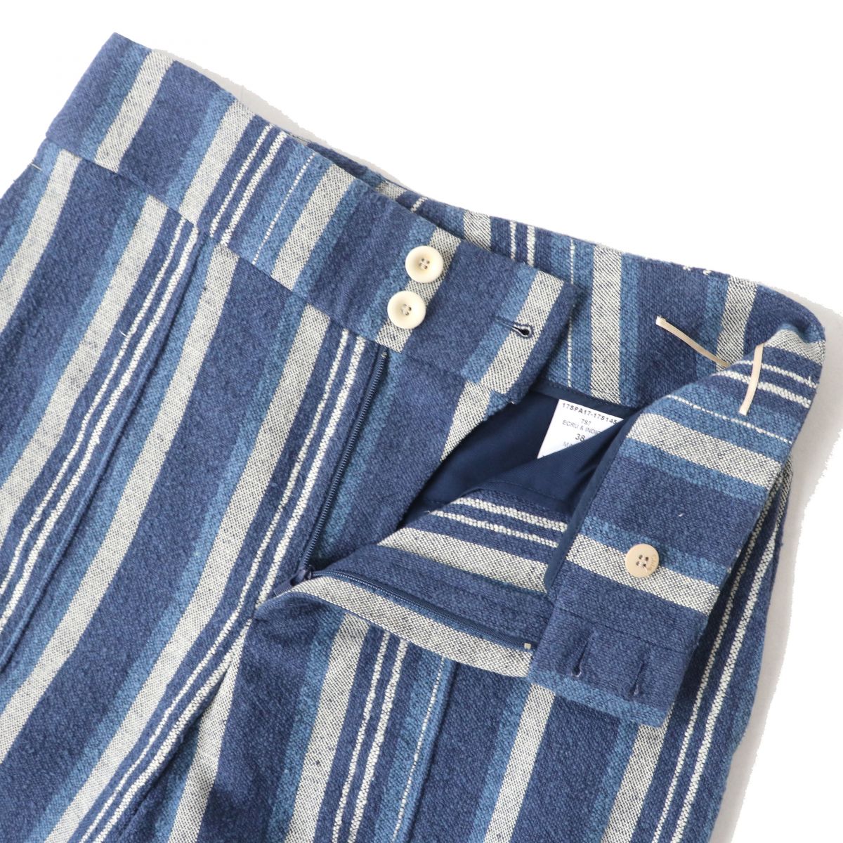 Chloe Women's Stripe Canvas Wide Pants Blue