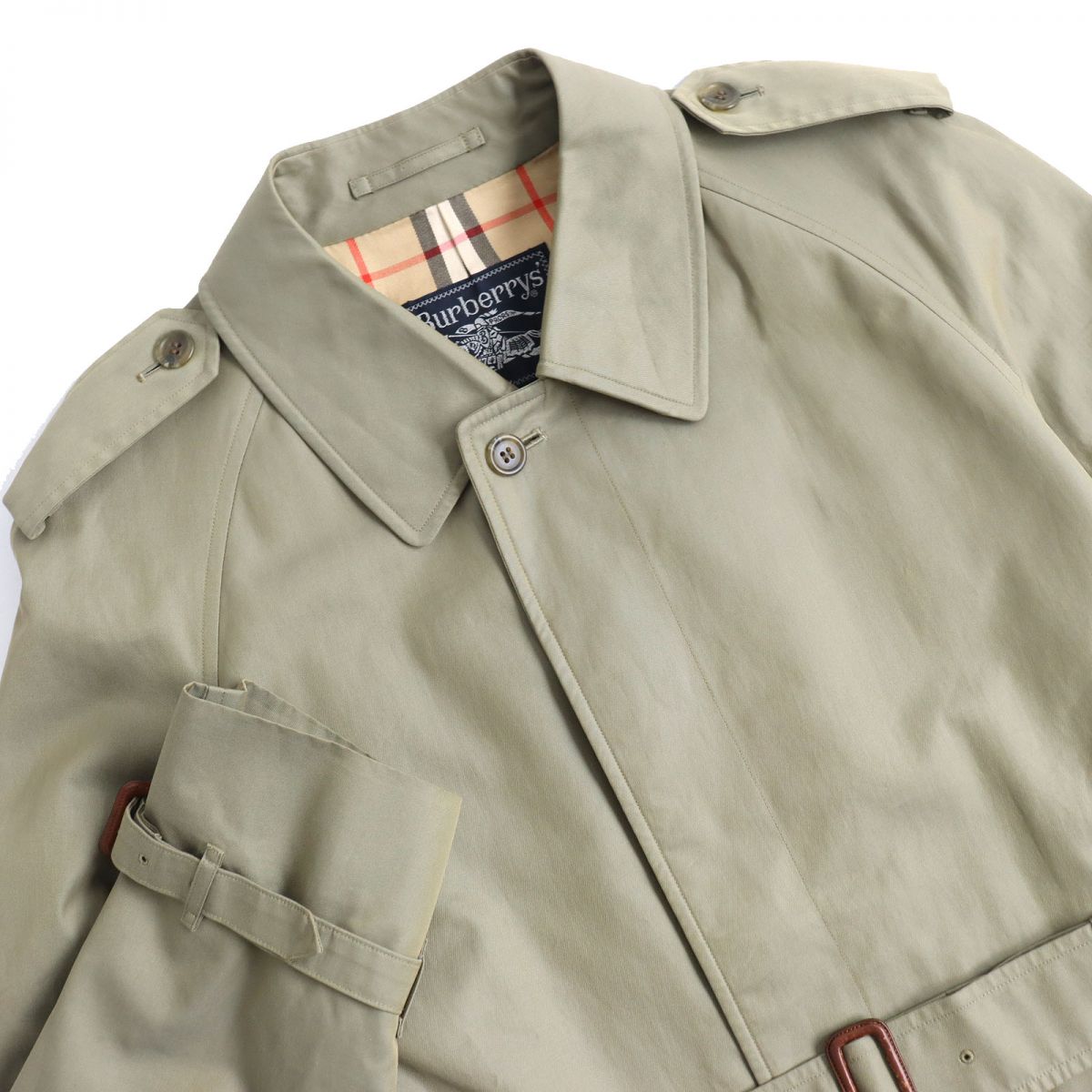 Burberry Vintage Belted Balmacaan Coat Khaki