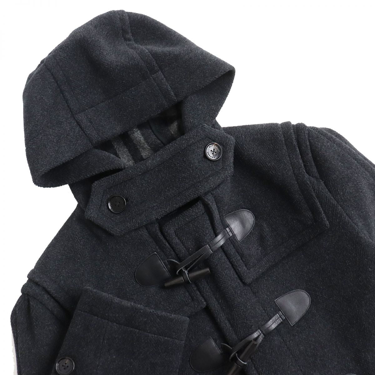 Burberry Wool Duffle Coat Men's Charcoal Gray M