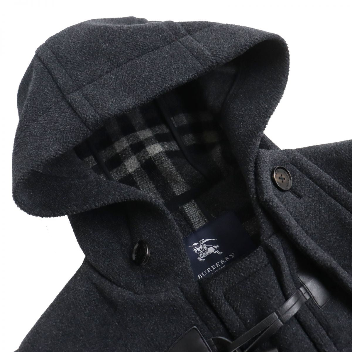 Burberry Wool Duffle Coat Men's Charcoal Gray M