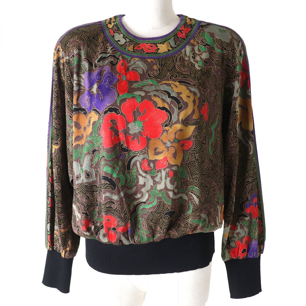 Leonard Fashion Wool Silk Pullover Top Multicolor L