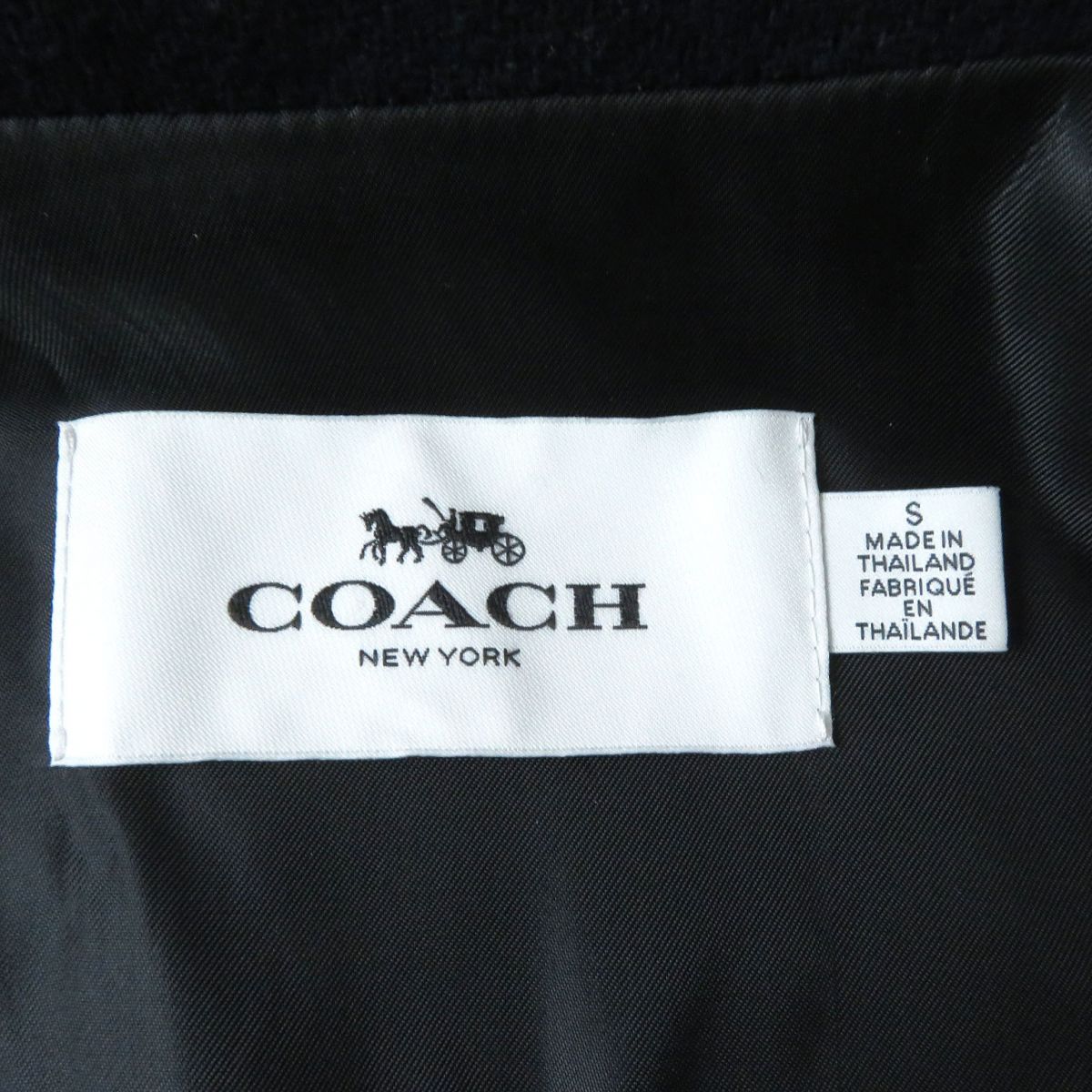 COACH Hooded Leather Duffle Coat Navy S