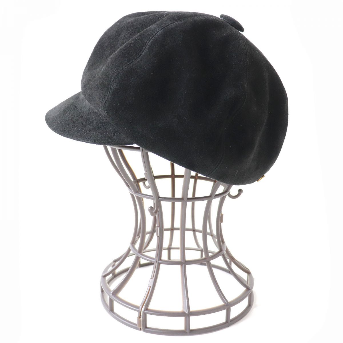 Christian Dior Goatskin Newsboy Cap Hat Black