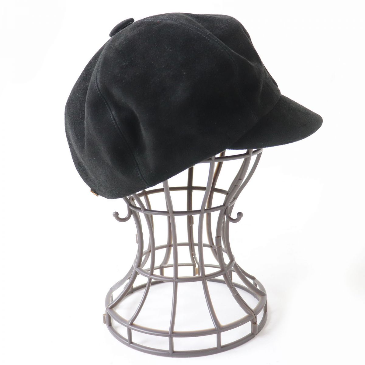 Christian Dior Goatskin Newsboy Cap Hat Black